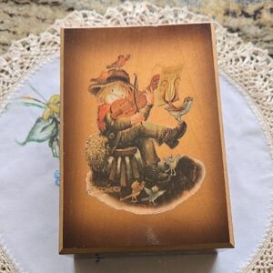 ANRI Italian Vintage Wooden Box with Rustic Art